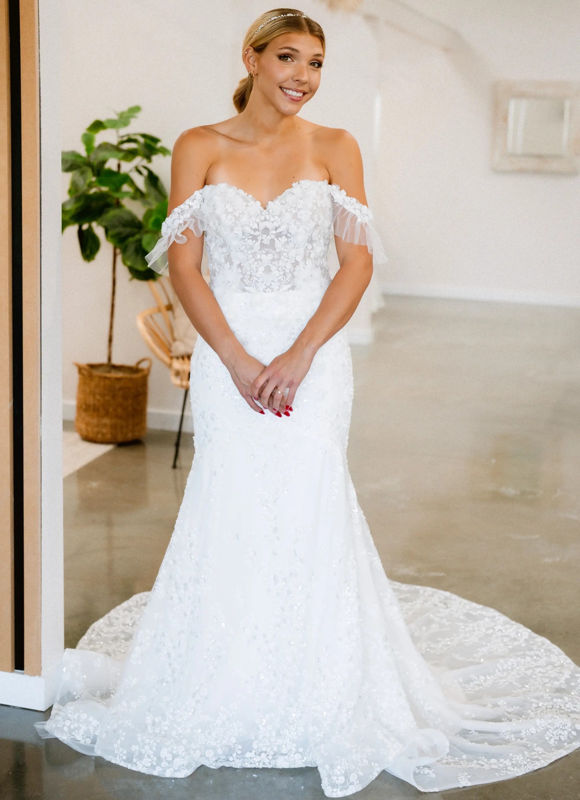Model wearing a Carlos & E dress