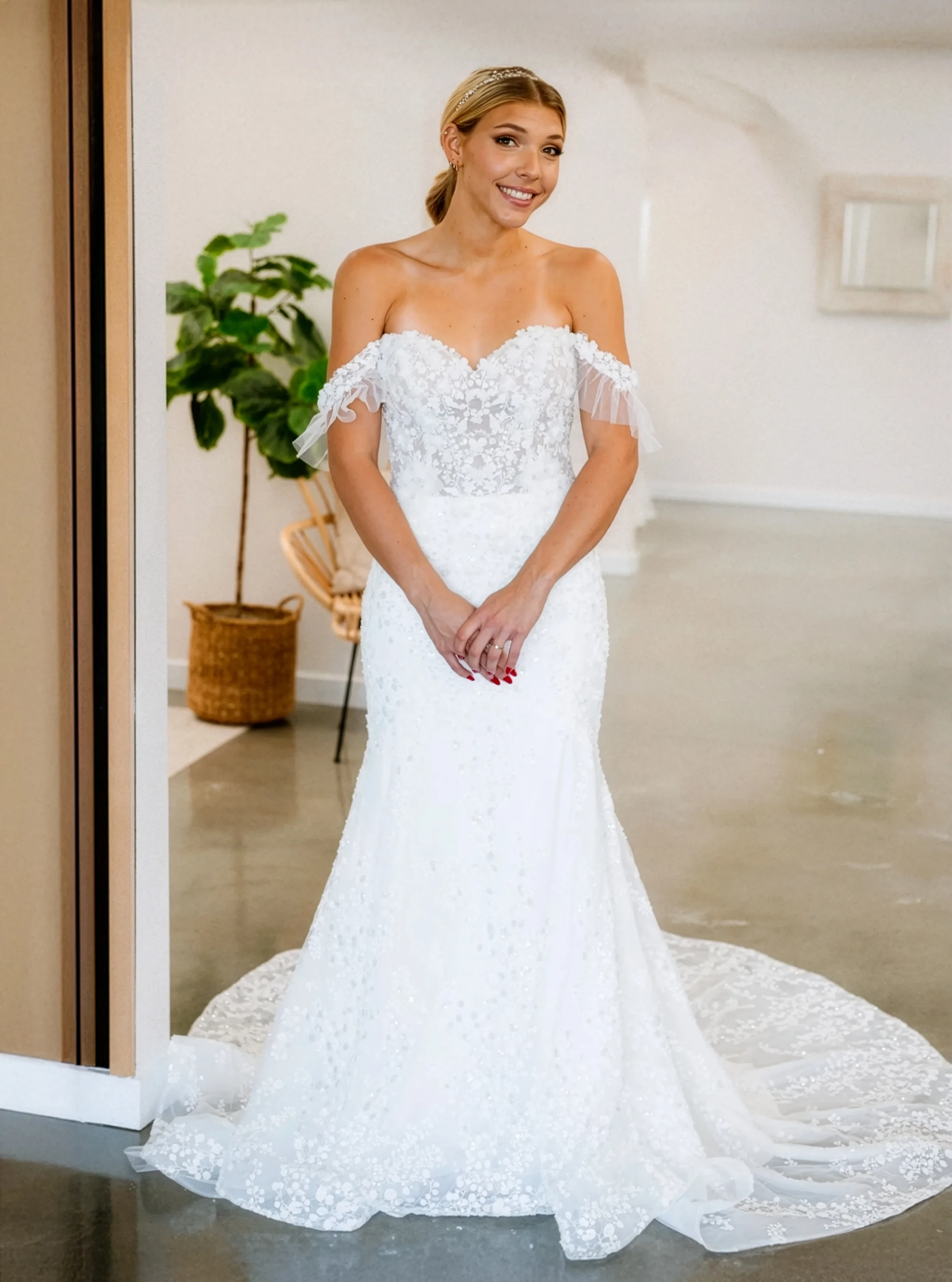 Model wearing a Carlos & E dress