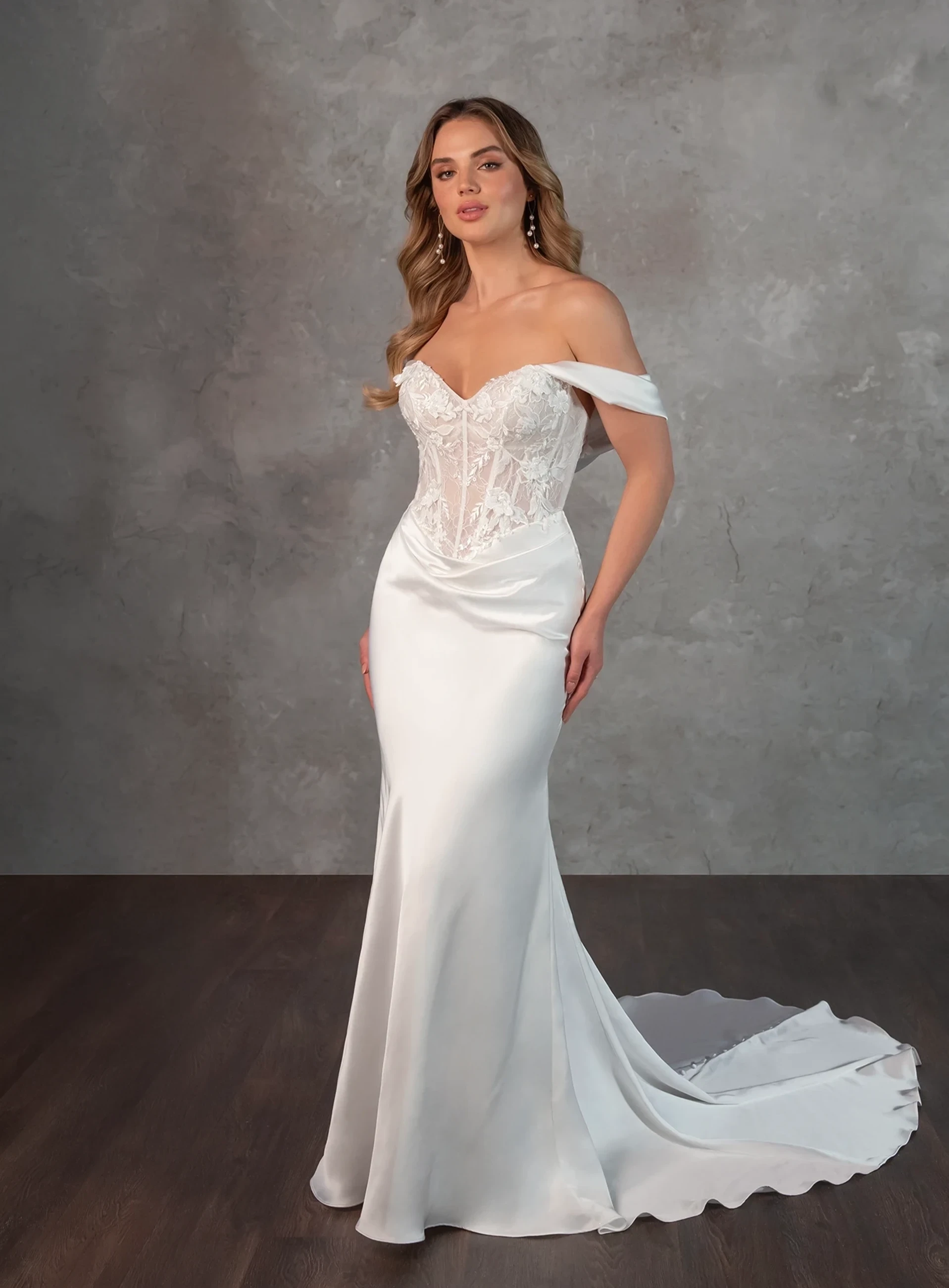 Model wearing an Essense of Australia dress.